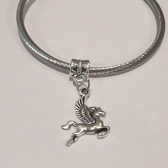 Silver Pegasus Dangle Charm for Pandora Style Bracelet - Picture 2 of 5